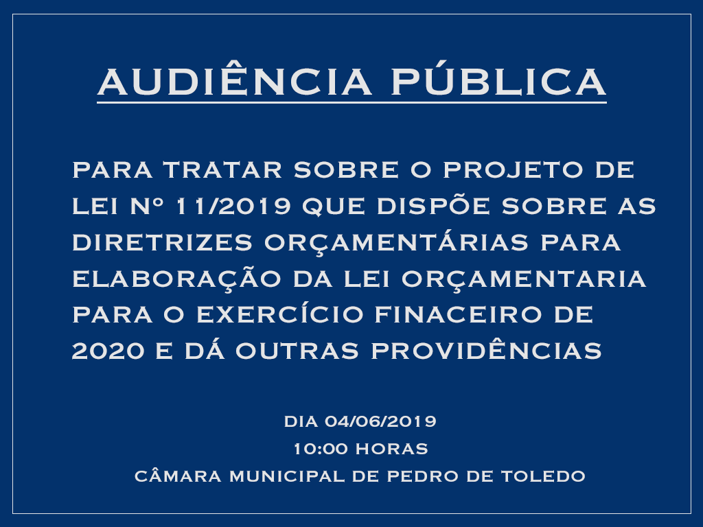 AUDIÊNCIA PÚBLICA  - LDO - 2020