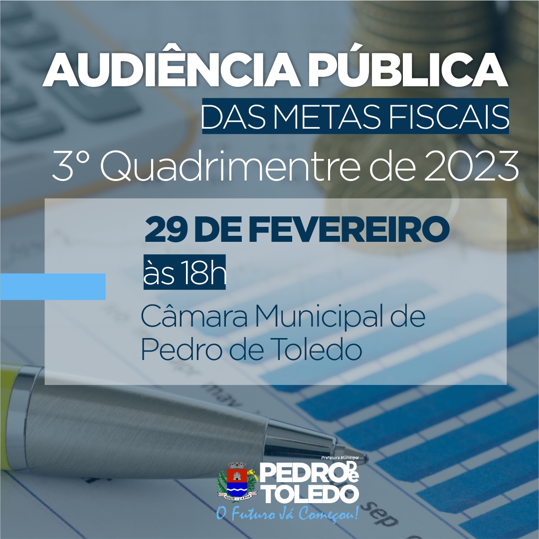 Prefeitura apresentará o cumprimento das Metas Ficais do 3º Quadrimestre de 2023