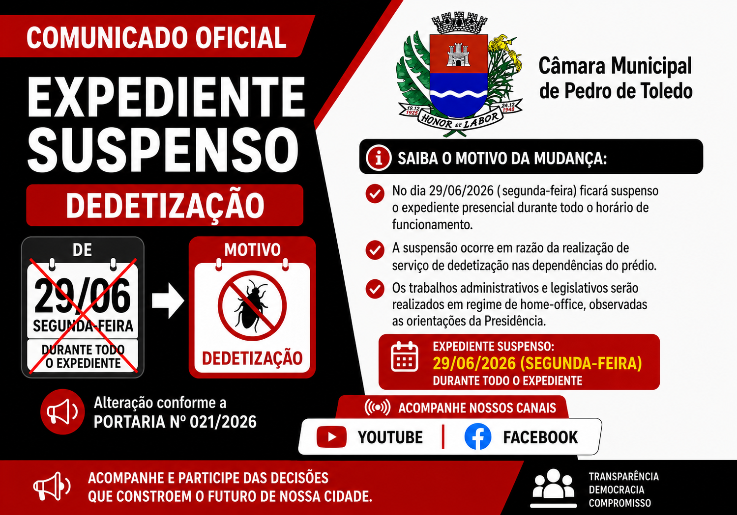 Suspensão de expediente presencial