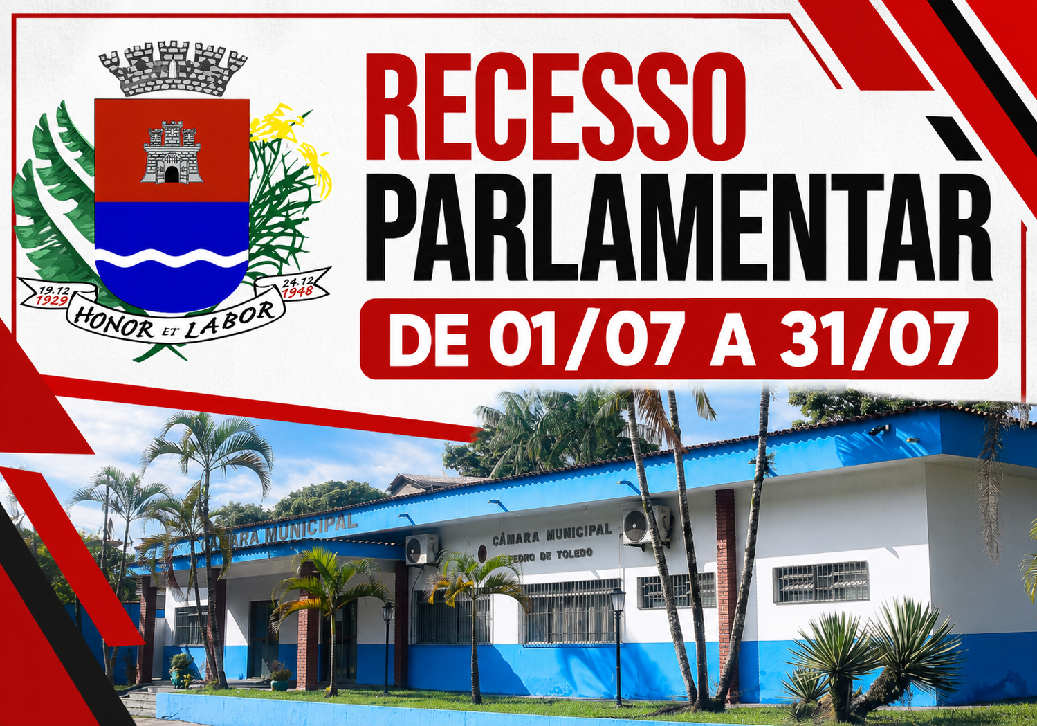 Recesso Parlamentar: Câmara Municipal mantém atendimento e vereadores seguem em atuação
